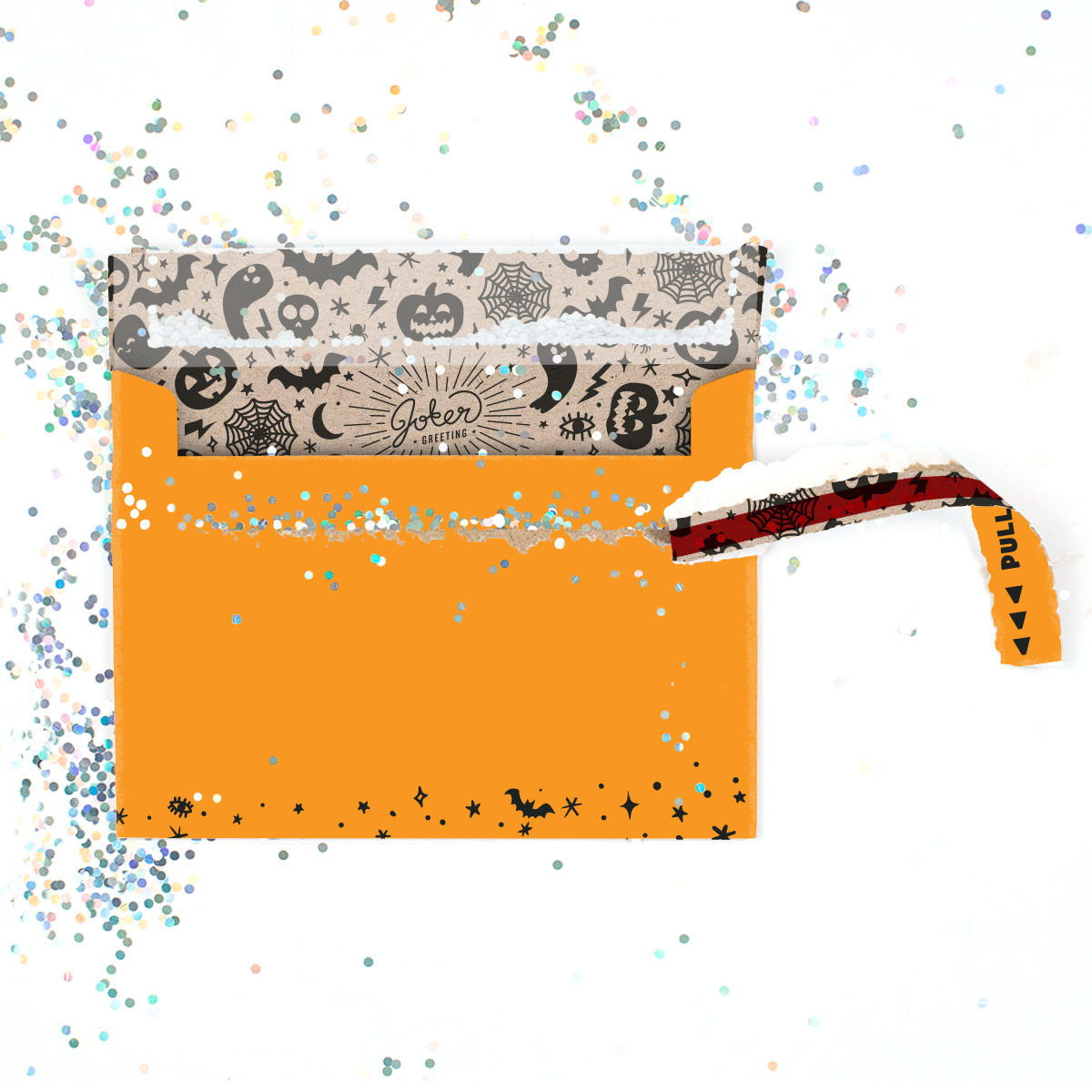 Glitter Trap Orange Halloween Envelope - Gift Delivery